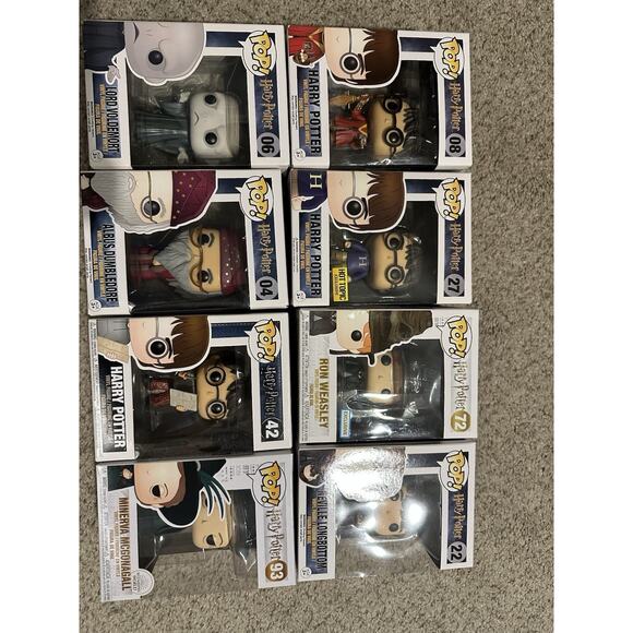 Lot of 8 Harry Potter Funko Pop Dumbledore Voldemort Ron Weasley Neville Minerva - Picture 1 of 7